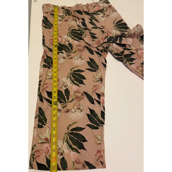 Jules & Leopold LINEN Pants Women’s Size M Floral Tropical Cropped Tie Waist Sum - Picture 7 of 12
